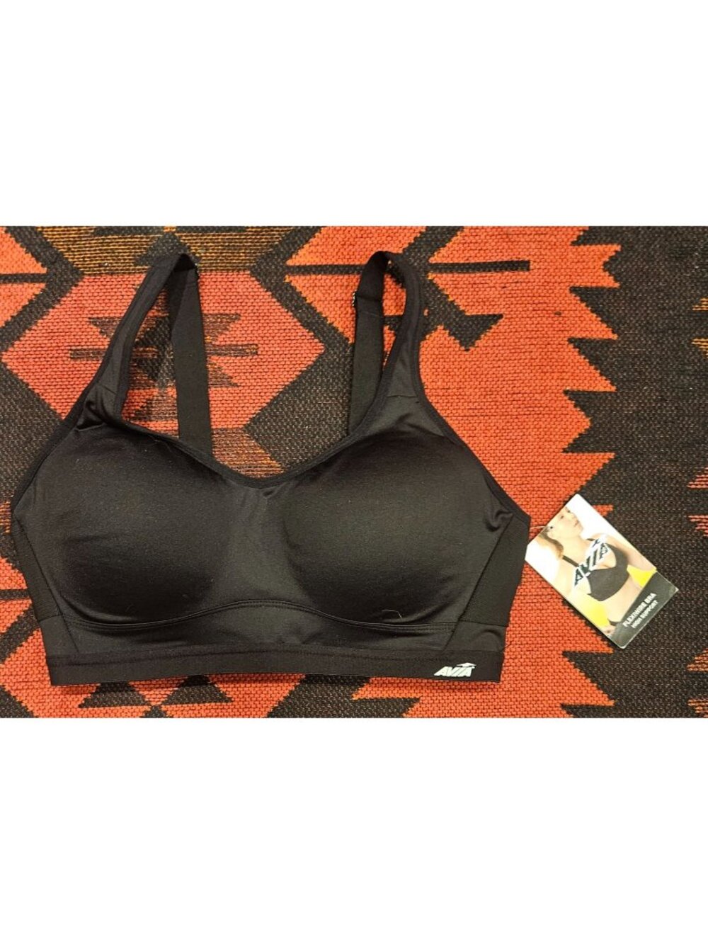 NEW Avia FlexiWire High Support Sports Bra 36DD Black Moisture-Wicking